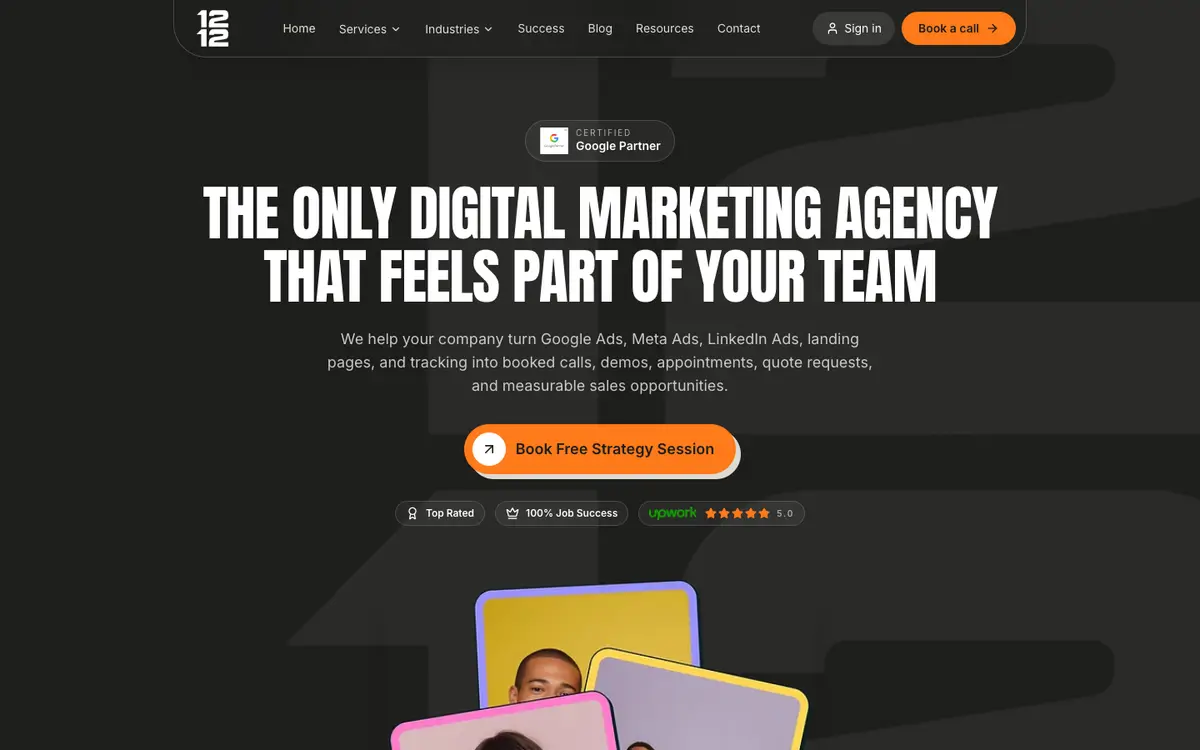 Screenshot of 1212 Agency's homepage in 2026