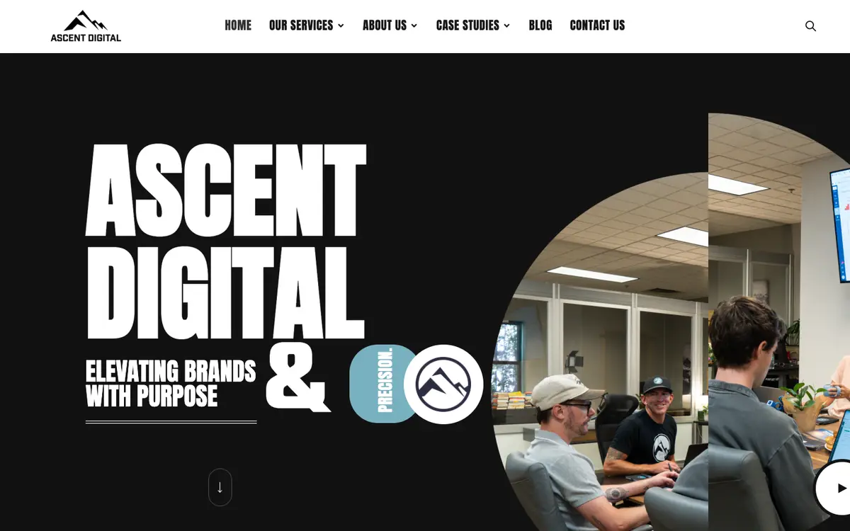 Screenshot of Ascent Digital Agency's homepage in 2026