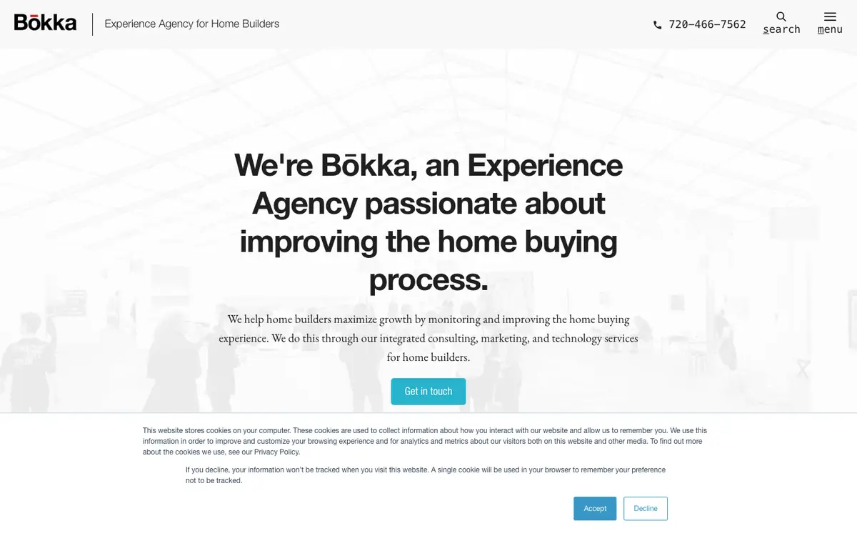 Screenshot of Bokka Group's homepage in 2026