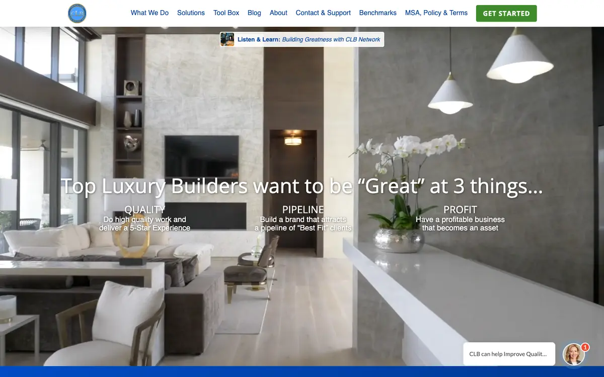 Screenshot of CLB Network's homepage in 2026