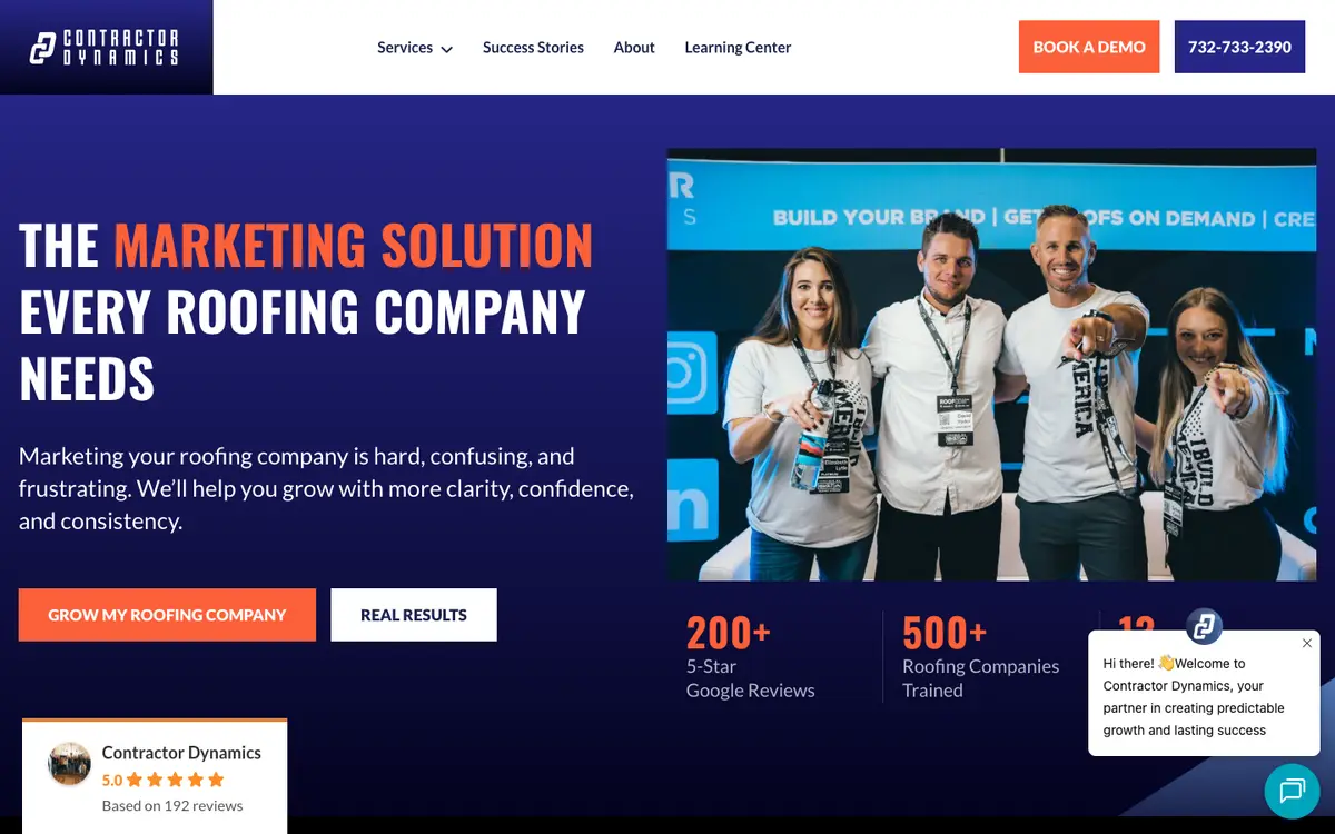 Screenshot of Contractor Dynamics's homepage in 2026