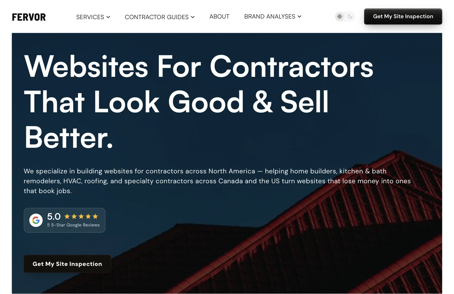 Screenshot of Fervor Studio's homepage in 2026
