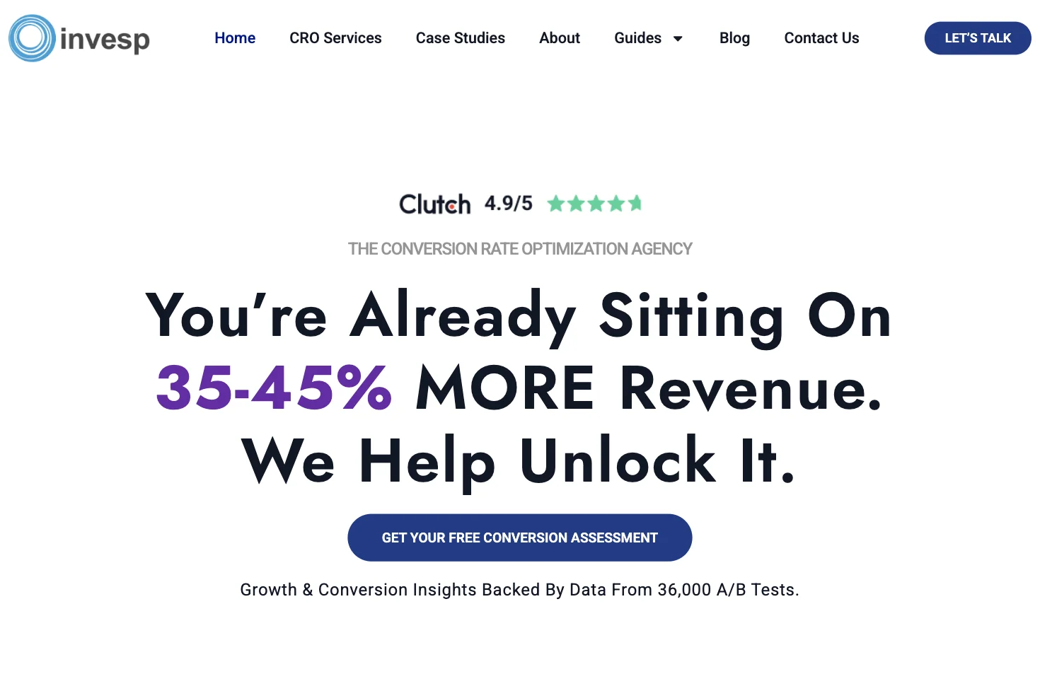Screenshot of Invesp's homepage in 2026