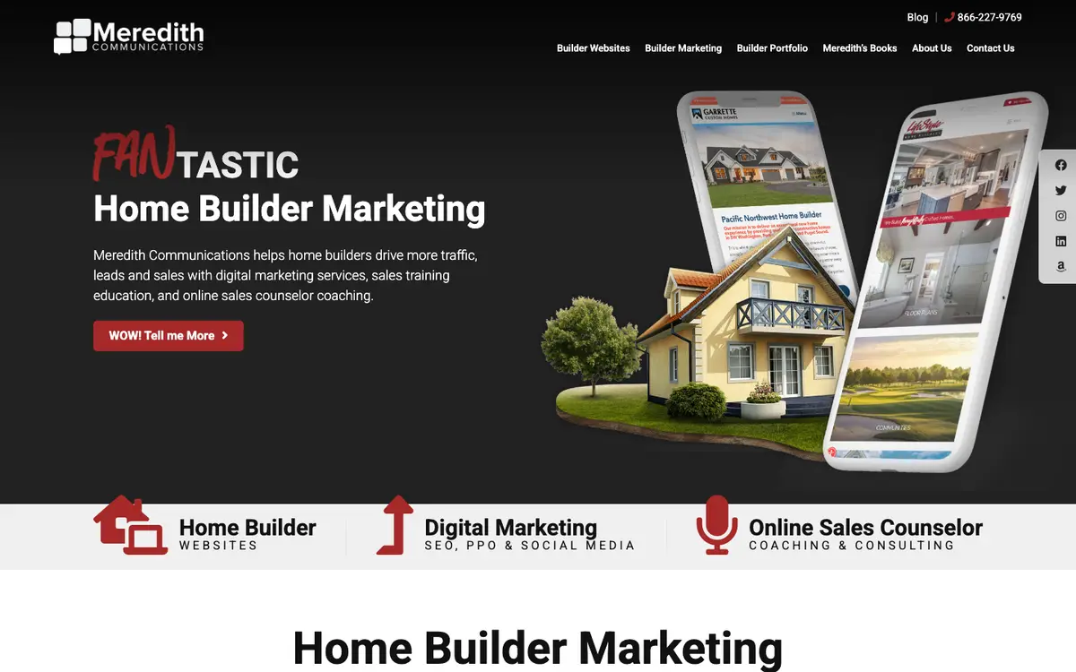 Screenshot of Meredith Communications's homepage in 2026