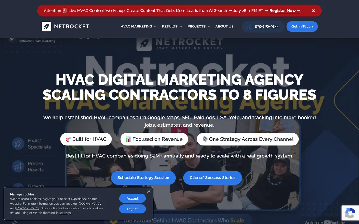 Screenshot of Netrocket's homepage in 2026