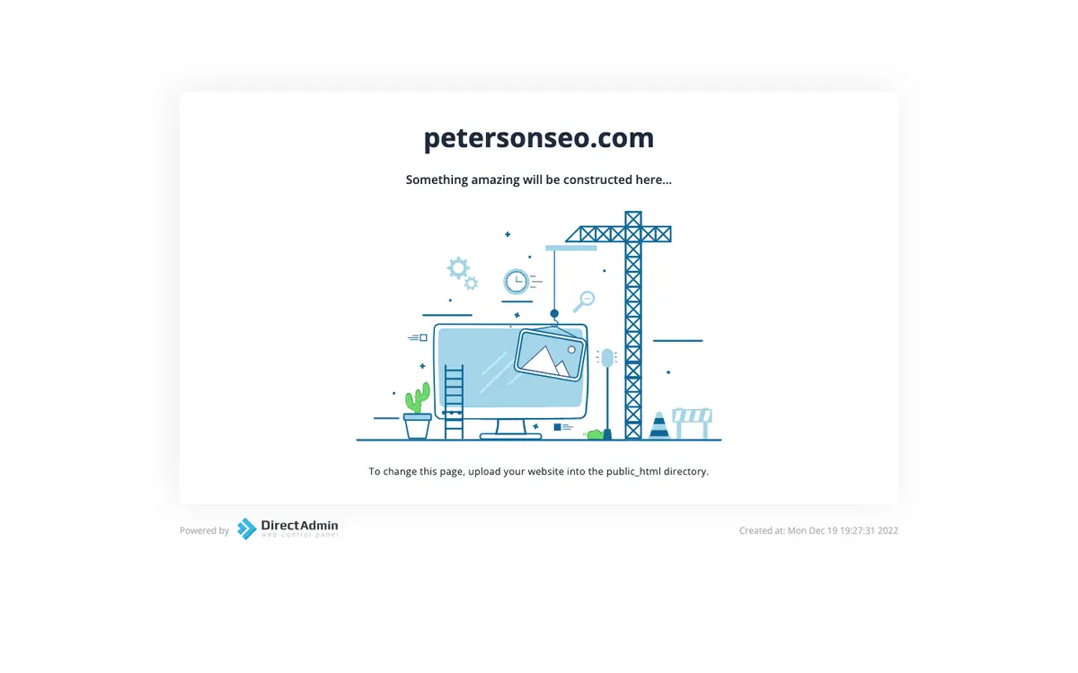 Screenshot of Peterson SEO's homepage in 2026