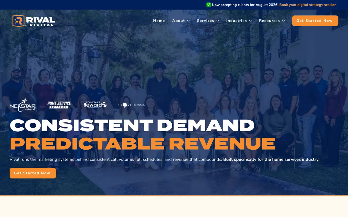 Screenshot of Rival Digital's homepage in 2026