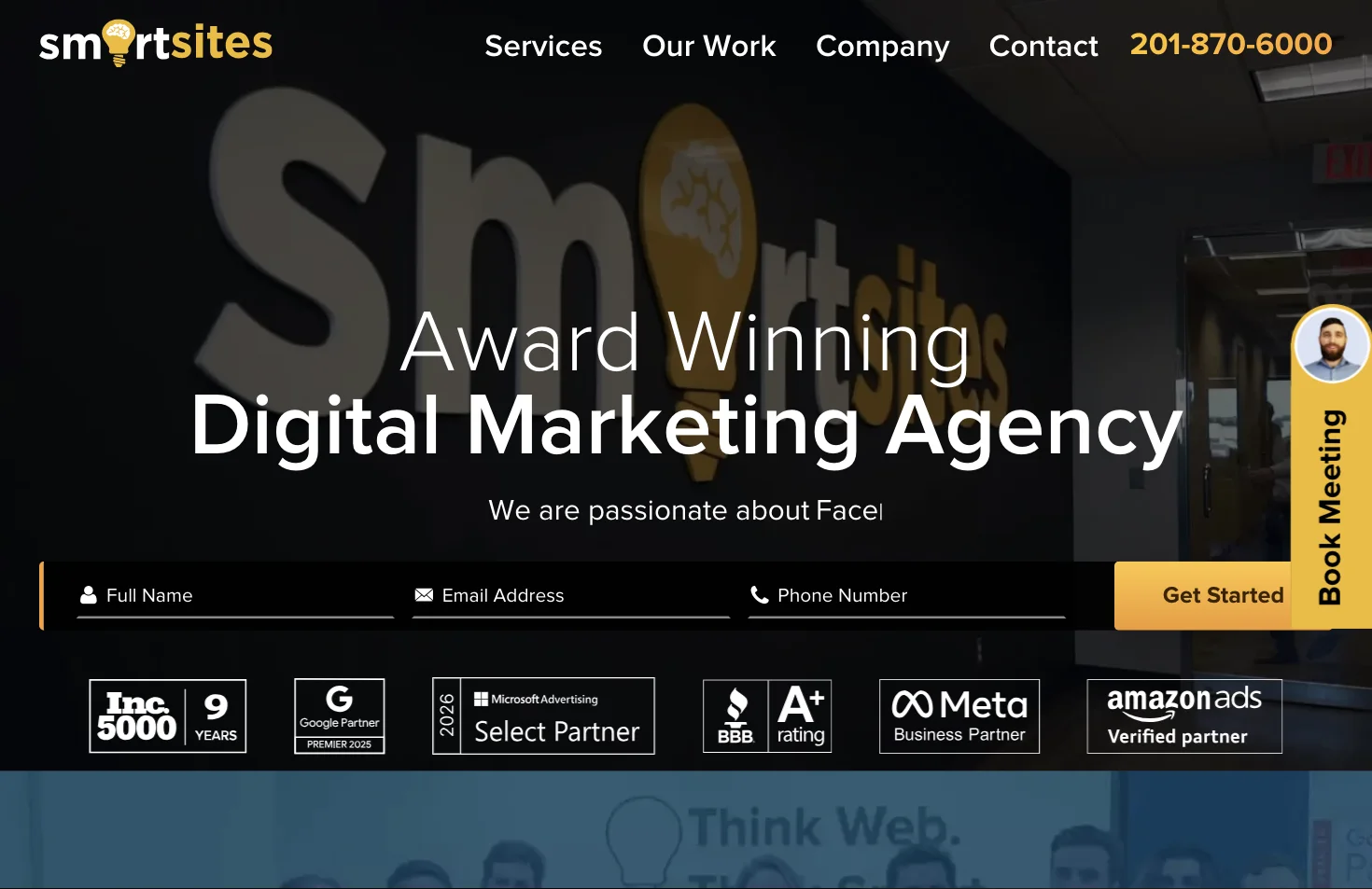 Screenshot of SmartSites' homepage in 2026