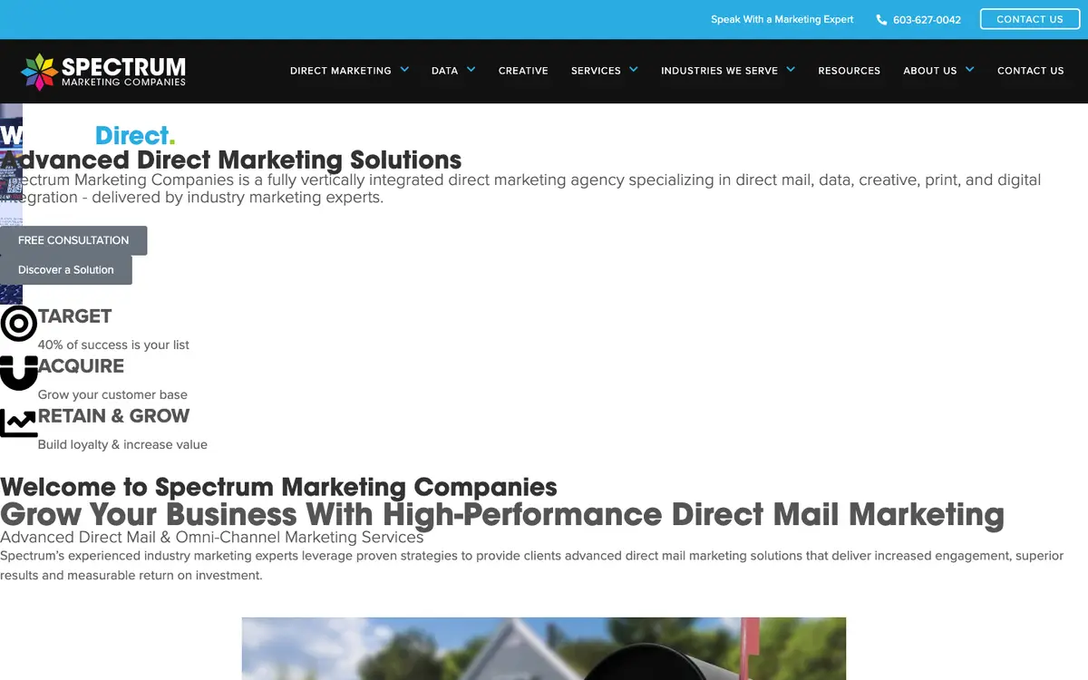 Screenshot of Spectrum Marketing Companies's homepage in 2026
