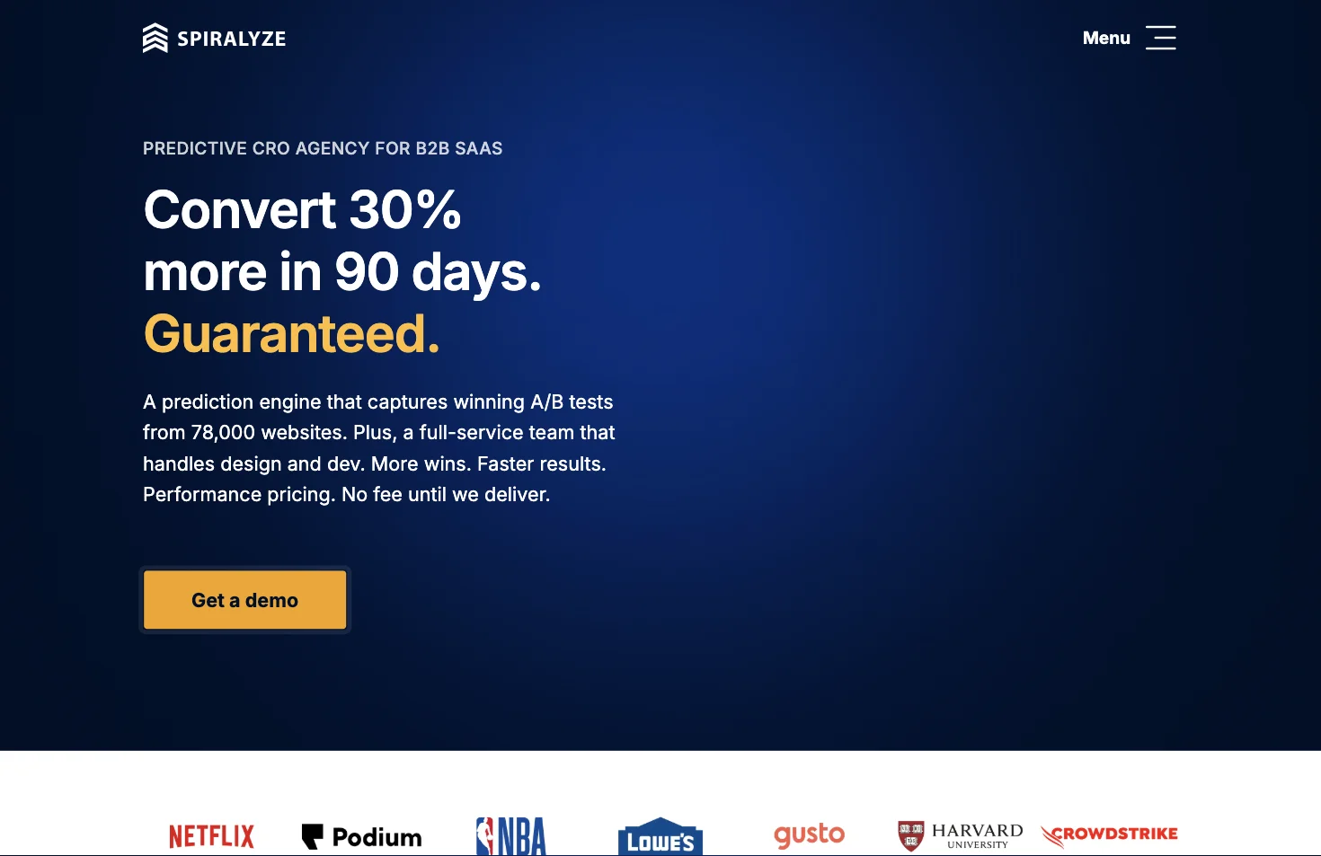 Screenshot of Spiralyze's homepage in 2026