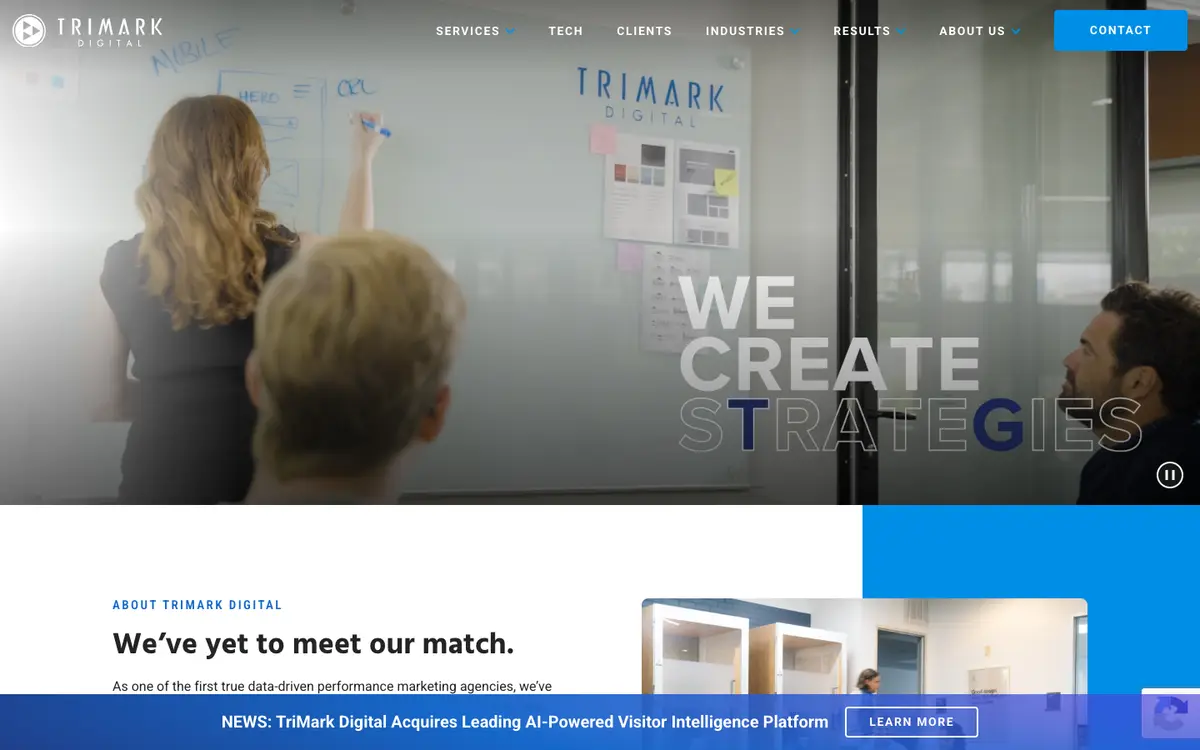 Screenshot of TriMark Digital's homepage in 2026