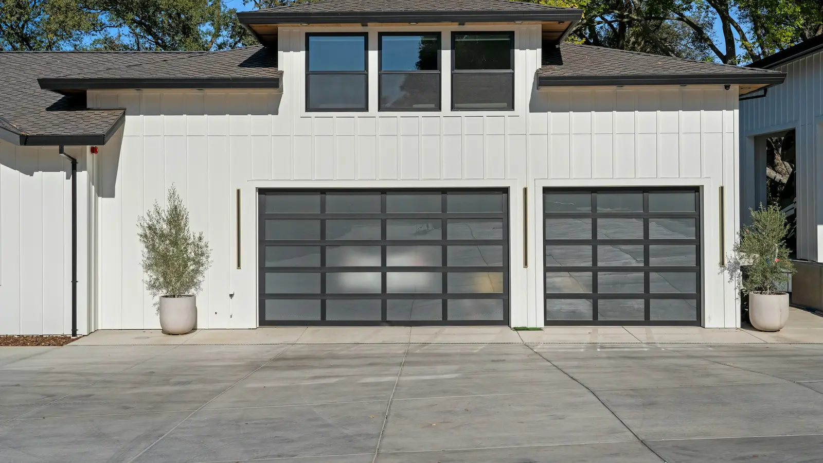 Modern garage doors on the front of a house