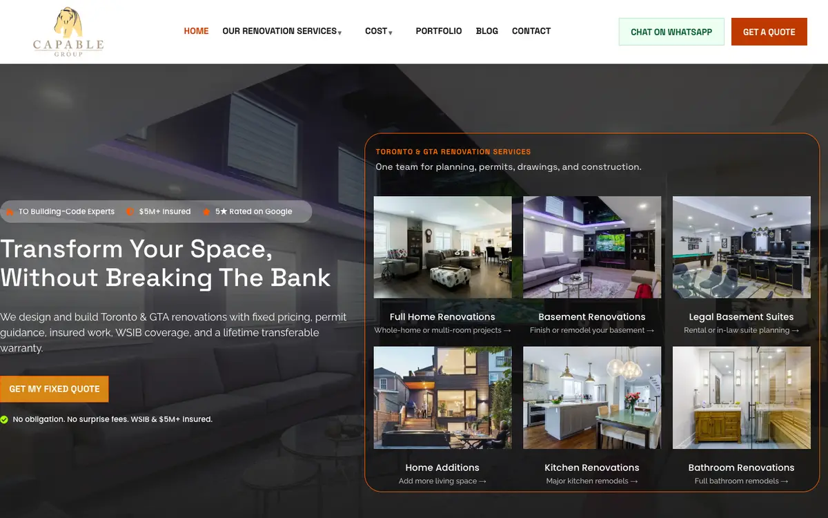 Screenshot of Capable Group Inc.'s homepage in 2026