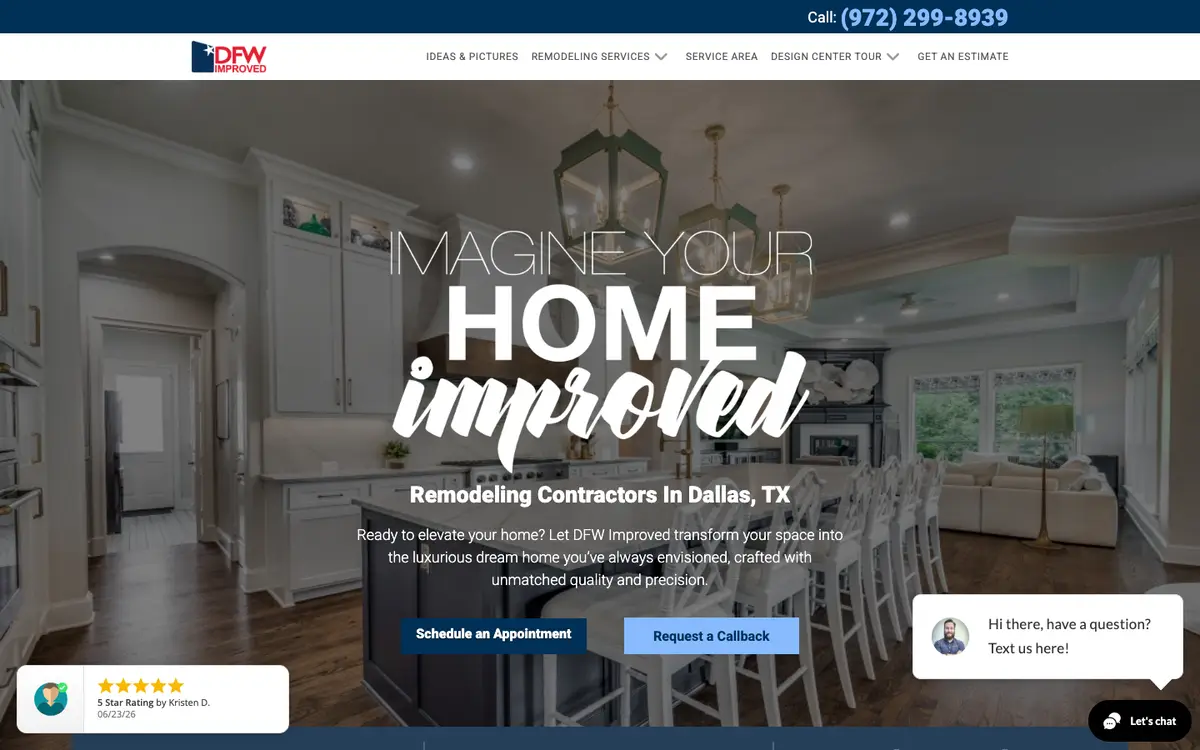 Screenshot of DFW Improved's homepage in 2026