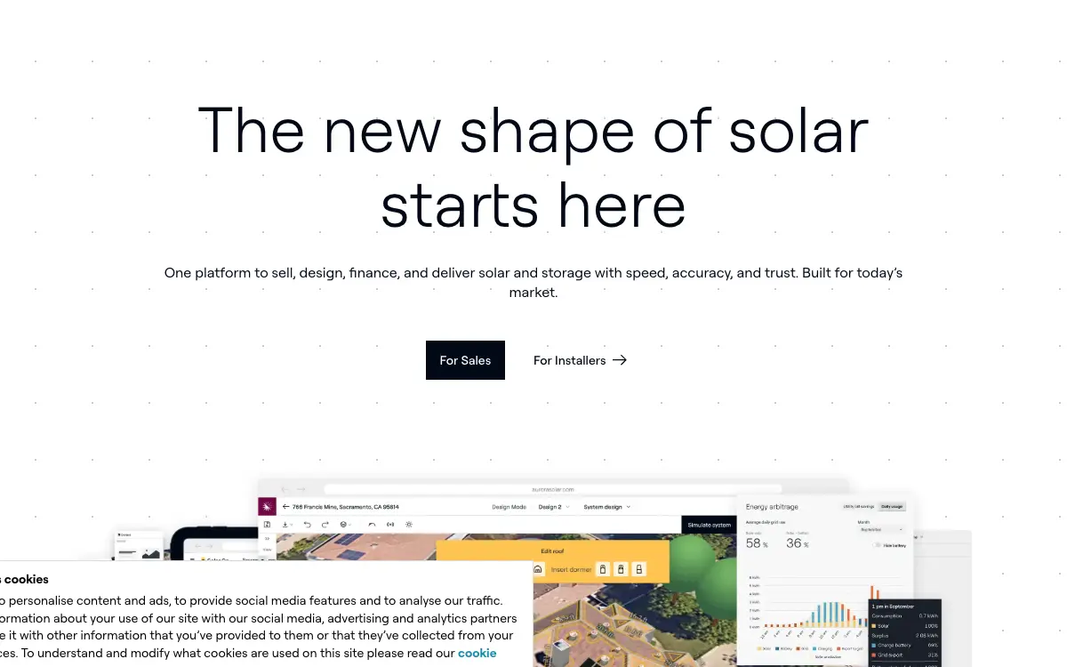 Aurora Solar pricing page as published on the vendor's own site