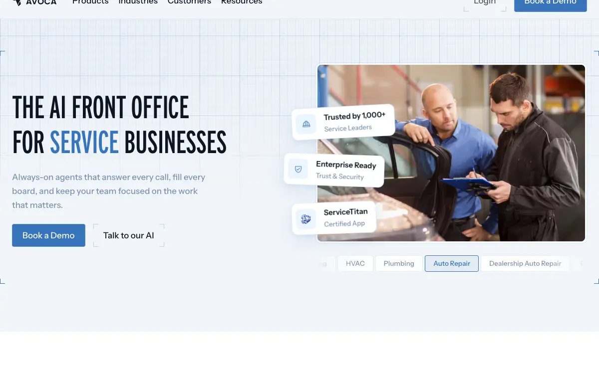 Avoca AI pricing page as published on the vendor's own site