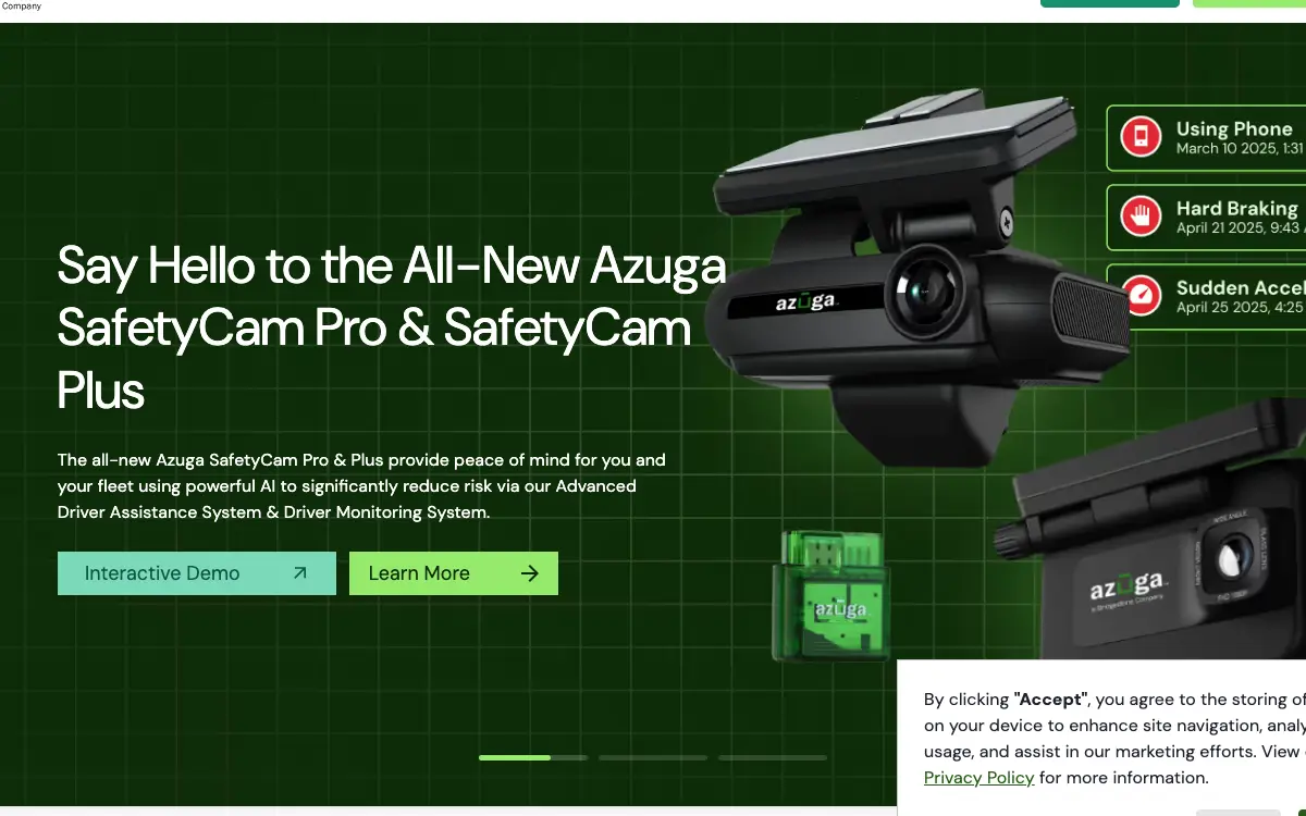 Azuga pricing page as published on the vendor's own site