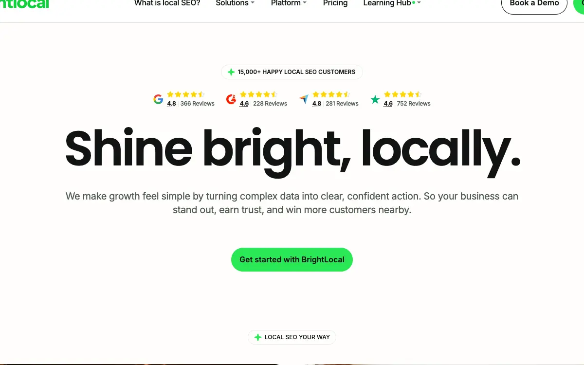 BrightLocal pricing page as published on the vendor's own site