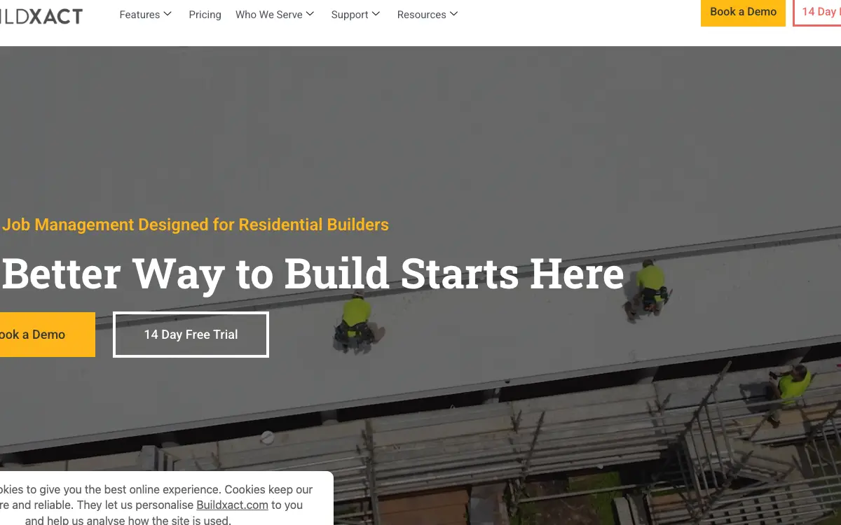 Buildxact pricing page as published on the vendor's own site