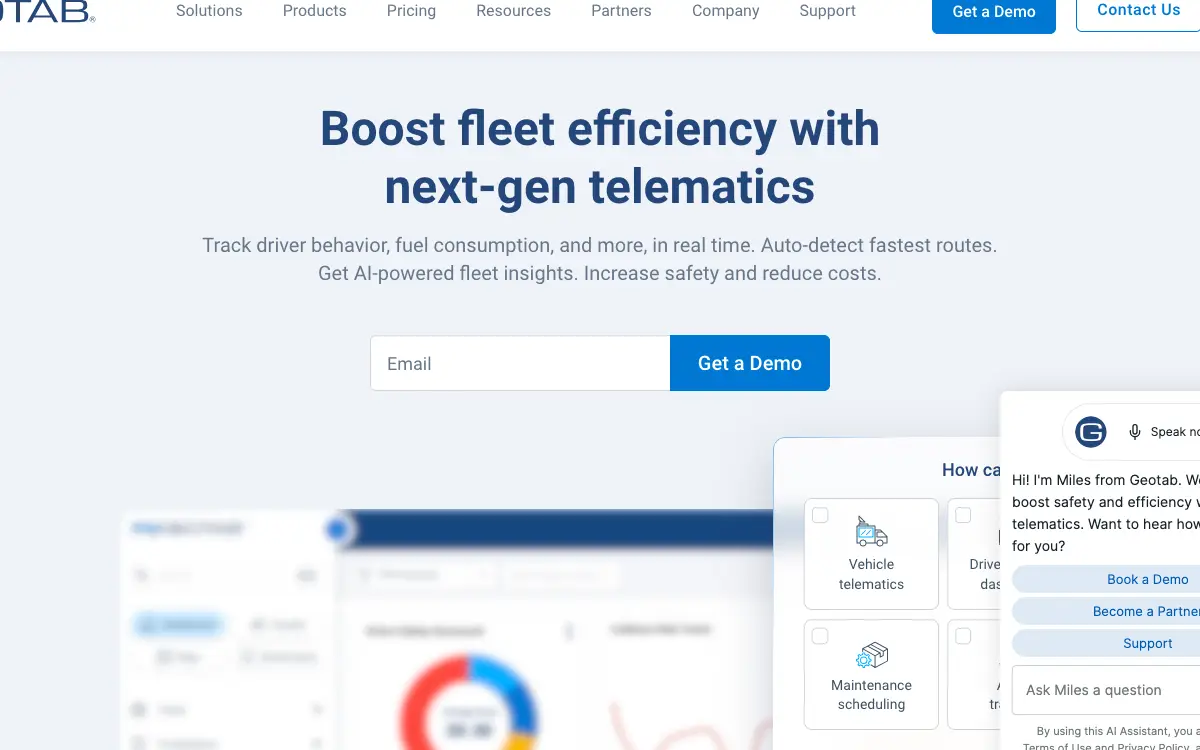 Geotab pricing page as published on the vendor's own site