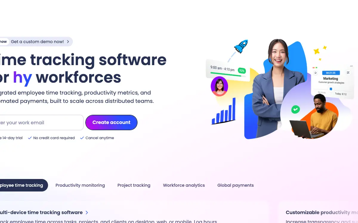 Hubstaff pricing page as published on the vendor's own site