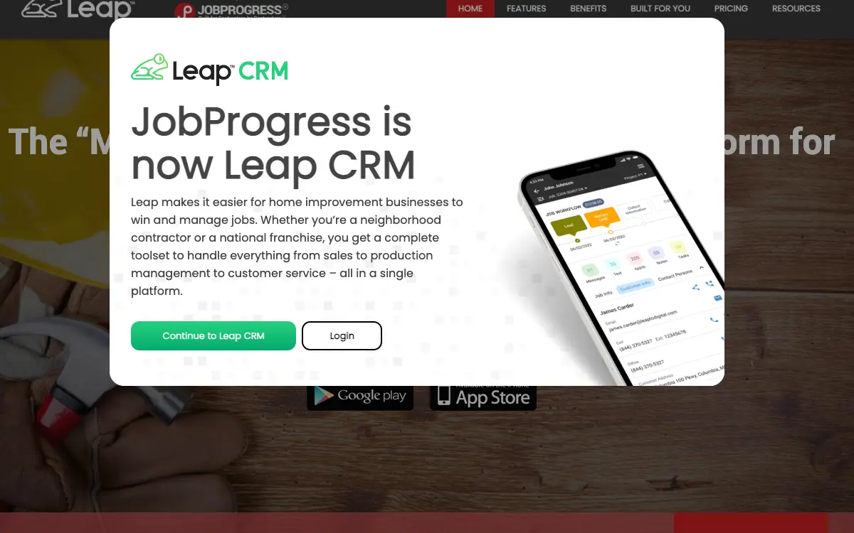 JobProgress pricing page as published on the vendor's own site
