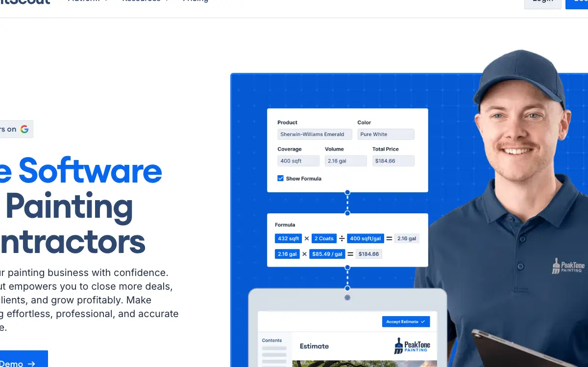 PaintScout pricing page as published on the vendor's own site