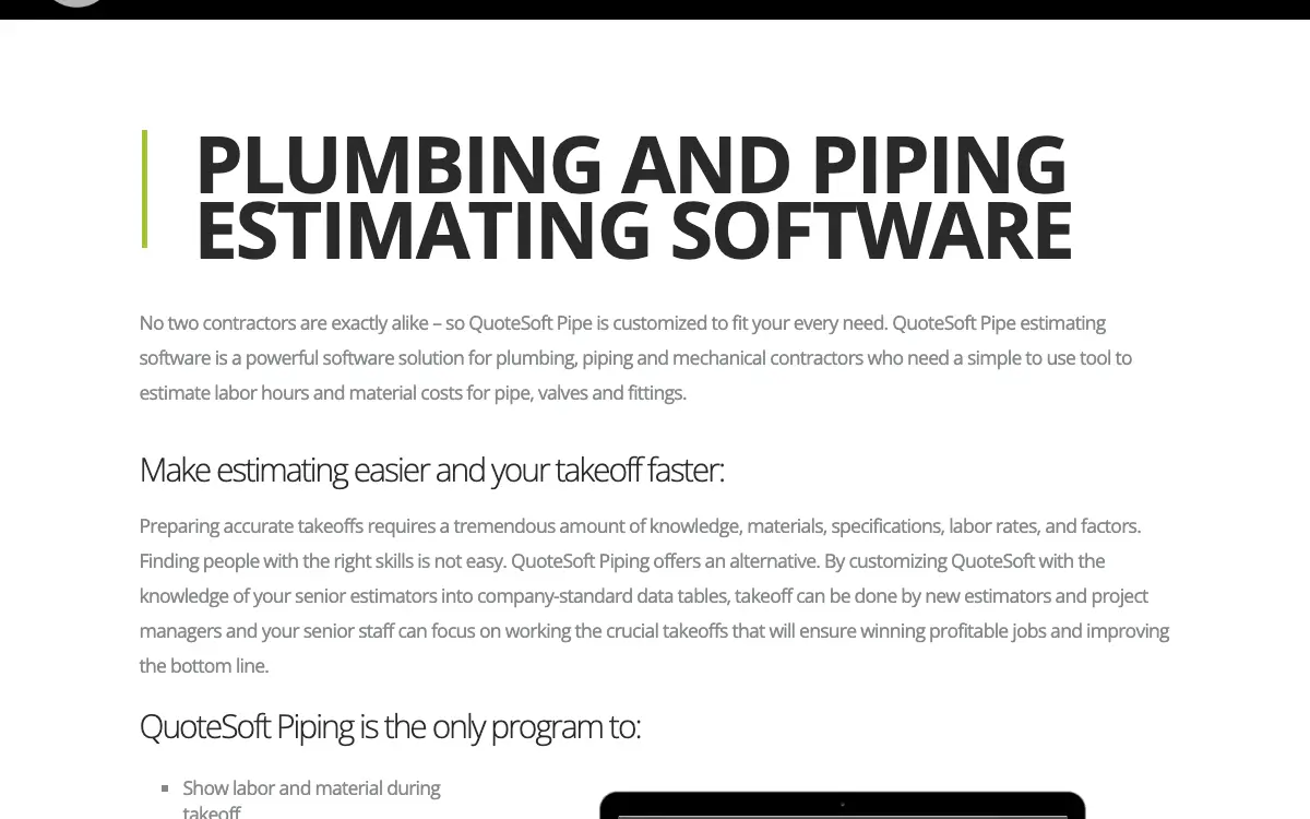 QuoteSoft Pipe pricing page as published on the vendor's own site