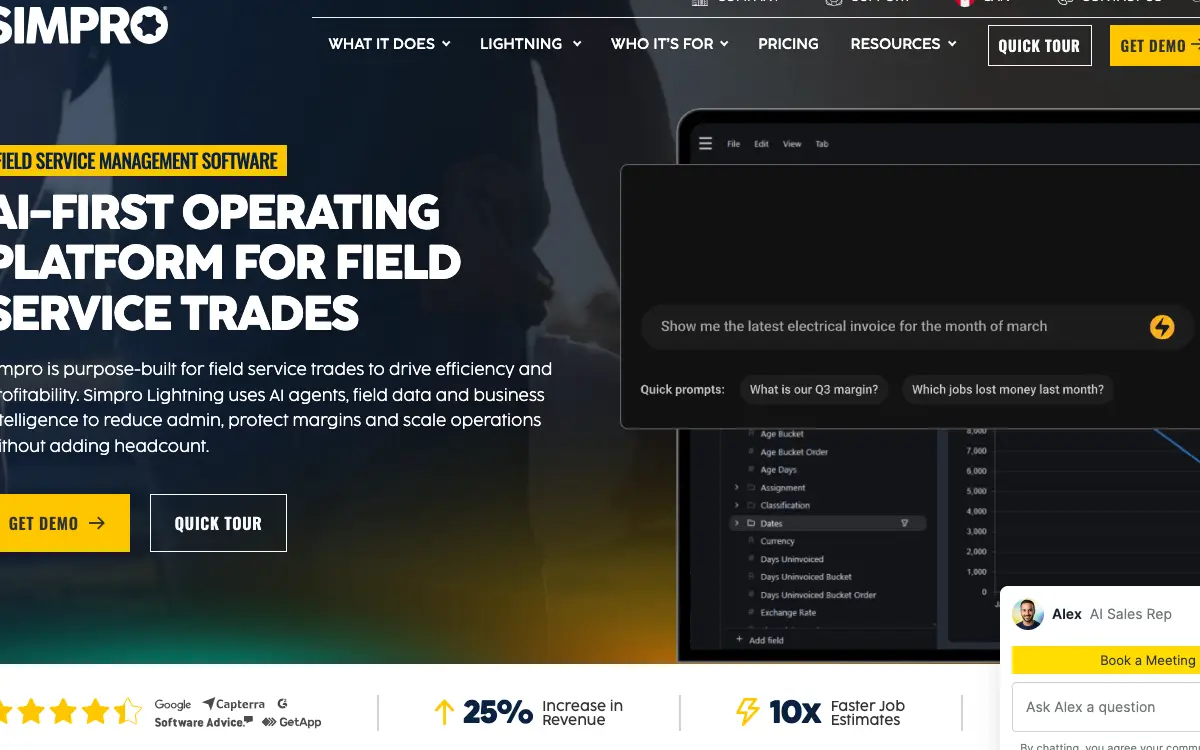 Simpro Premium pricing page as published on the vendor's own site