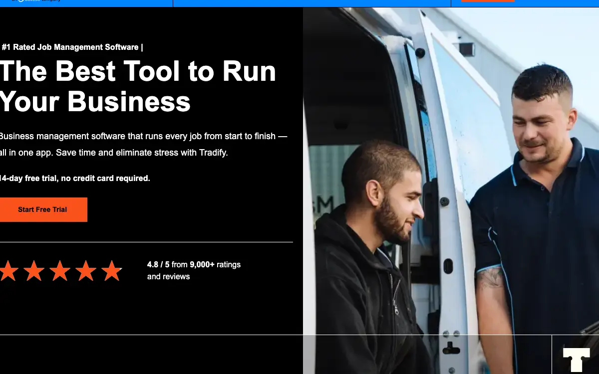 Tradify pricing page as published on the vendor's own site