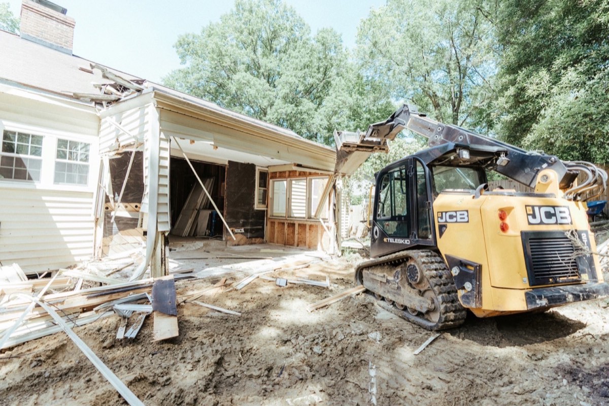 Residential demolition in progress for major kitchen remodel project