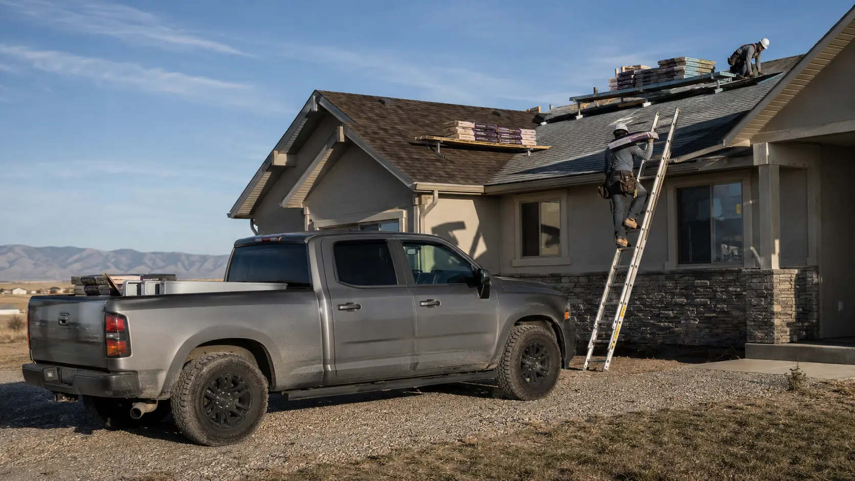 Vancouver roofing ladder jobsite truck