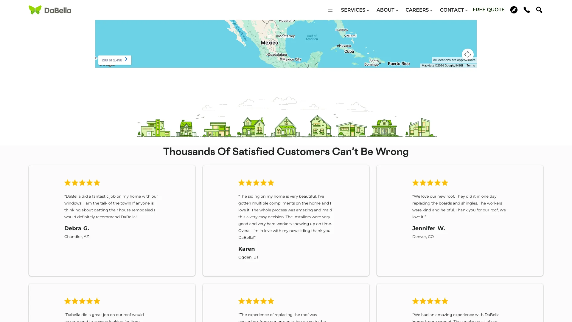 DaBella reviews page showing the 15,274 customer reviews display with star ratings, review content, and the review filtering interface