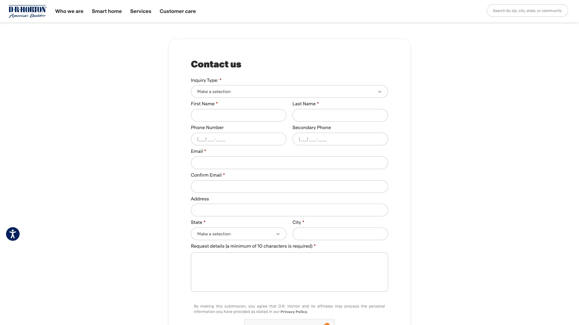 Google PageSpeed Insights results for the D.R. Horton homepage showing a mobile lab score of 34 out of 100 with layout shift of 0.012