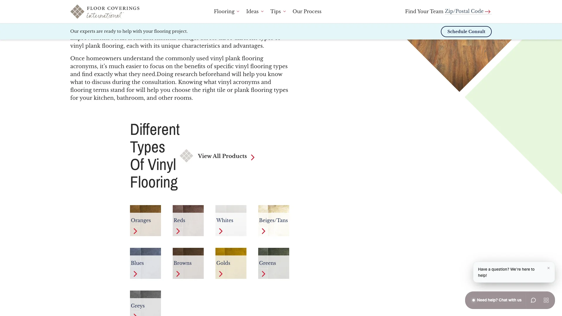 Floor Coverings International vinyl acronyms blog showing the educational content about LVP LVT and SPC flooring with consistent form placement