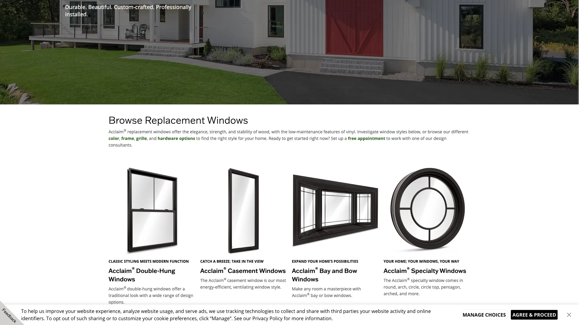 Renewal by Andersen windows-doors page showing the layout shift issue where content jumps around as the page loads, with no visible Google Reviews or trust badges
