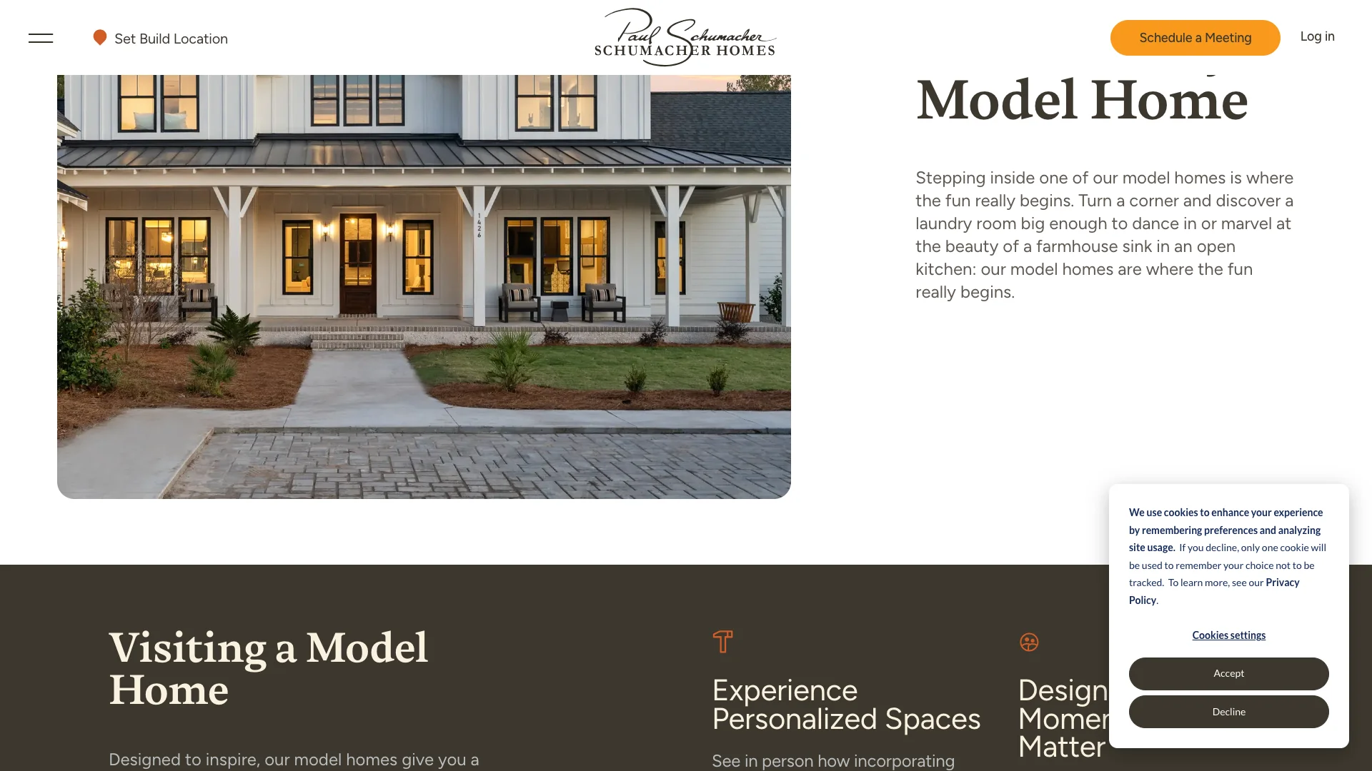 Schumacher Homes house plans page showing the floor plan browsing experience with the single form and no Google Reviews or trust badges visible