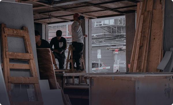 Interior remodeling crew working on a renovation project