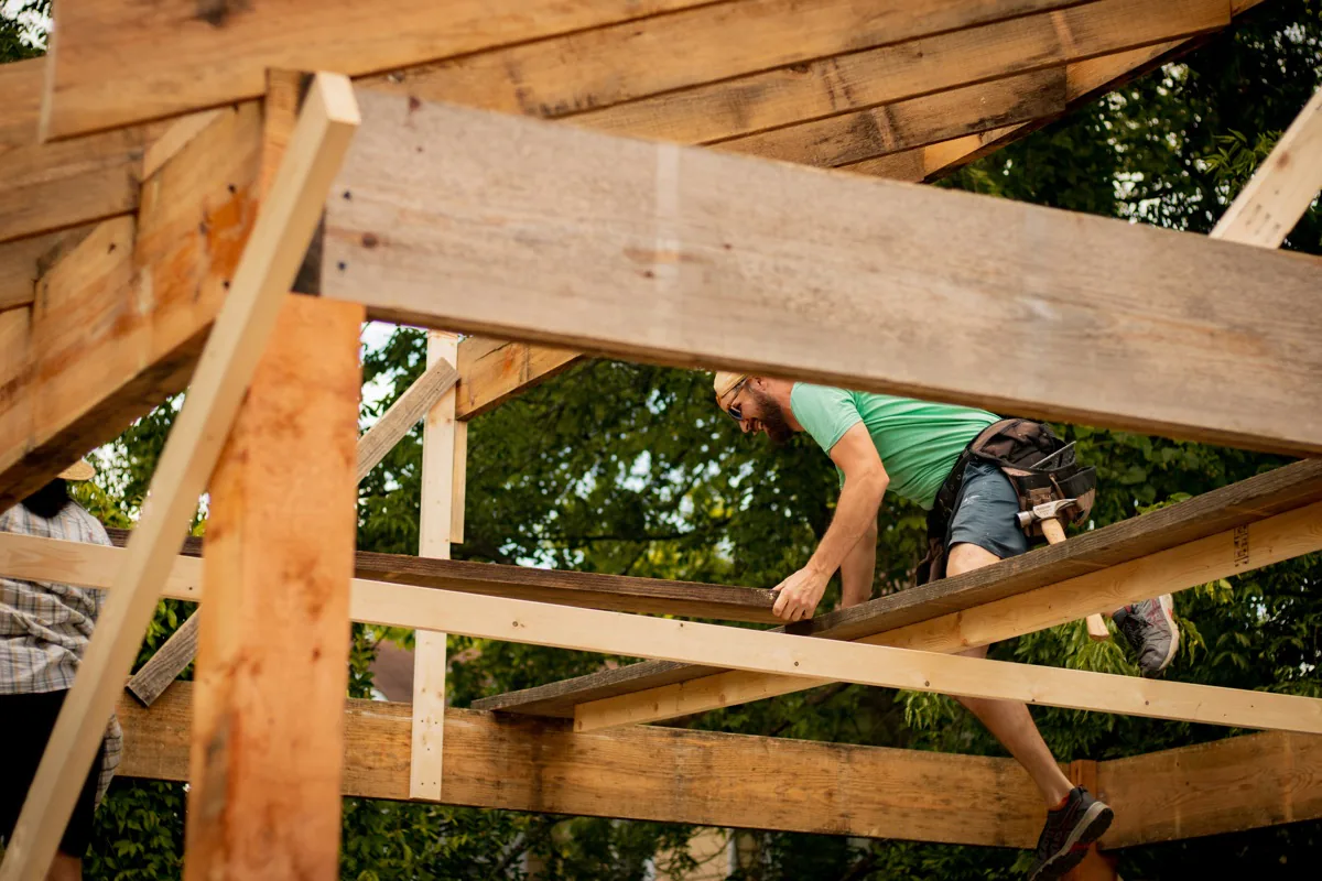 Deck Builder contractor at work