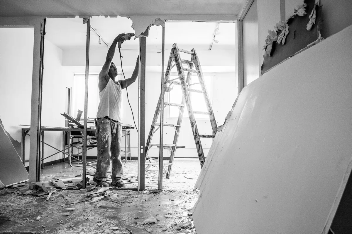 Remodeling contractor at work